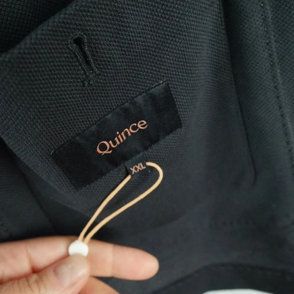 Quince Mens Organic Cotton Pique Knit Blazer Blazer Black Sport Coat XXL Jacket
